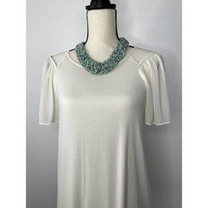 Turquoise Blue Beaded Necklace Choker Jewelry W Silver Beads Multi-Strand